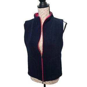 Vintage Blue/Pink Ralph Lauren Golf Fleece Zipper Vest - Medium 90's Equestrian